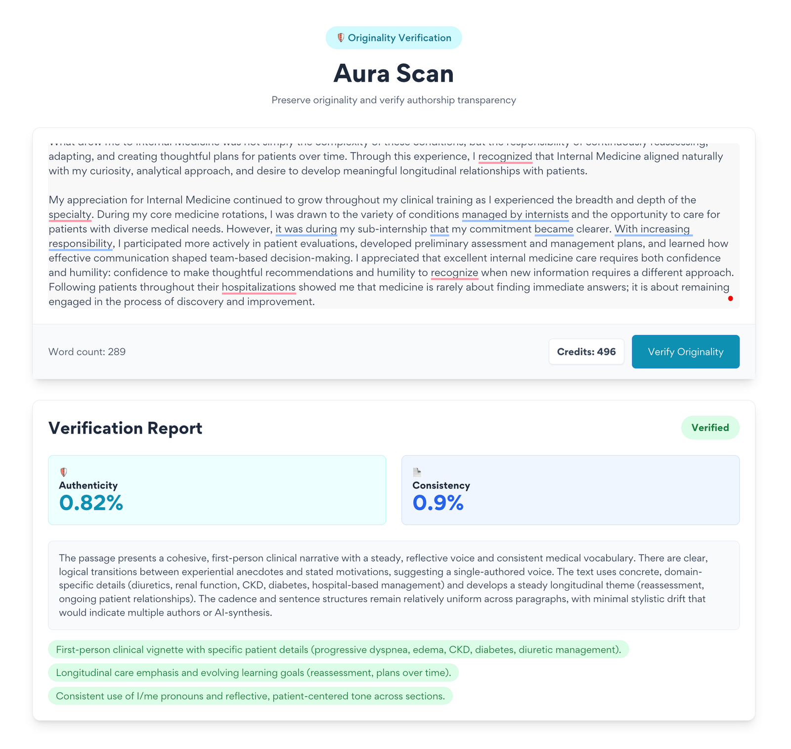 Aura Scan interface
